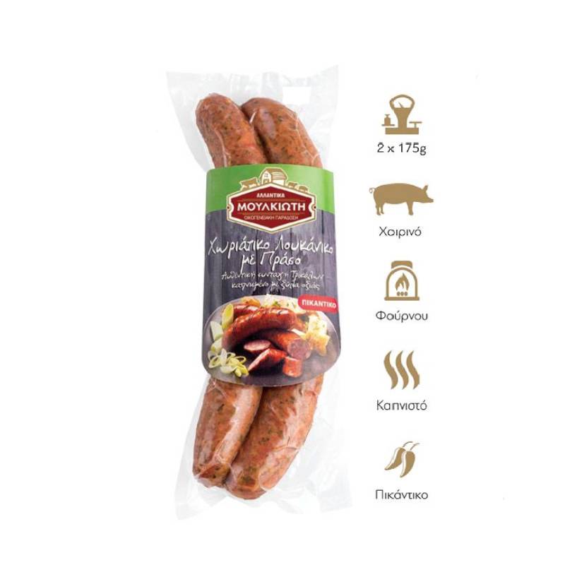 Saucisse de porc & poireaux piquantes 350gr